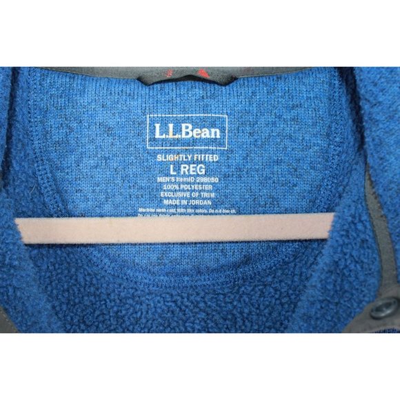 LL Bean Blue Smooth Rugged Knit Comfort Fleece Pullover Sweater Size L - Picture 5 of 9